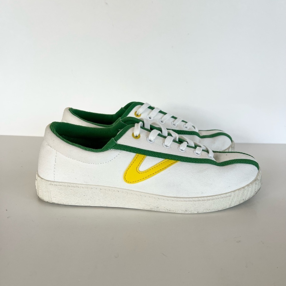 Tretorn x J.Crew Collab Nylite Casual Sneakers in Green/Yellow, size 8M